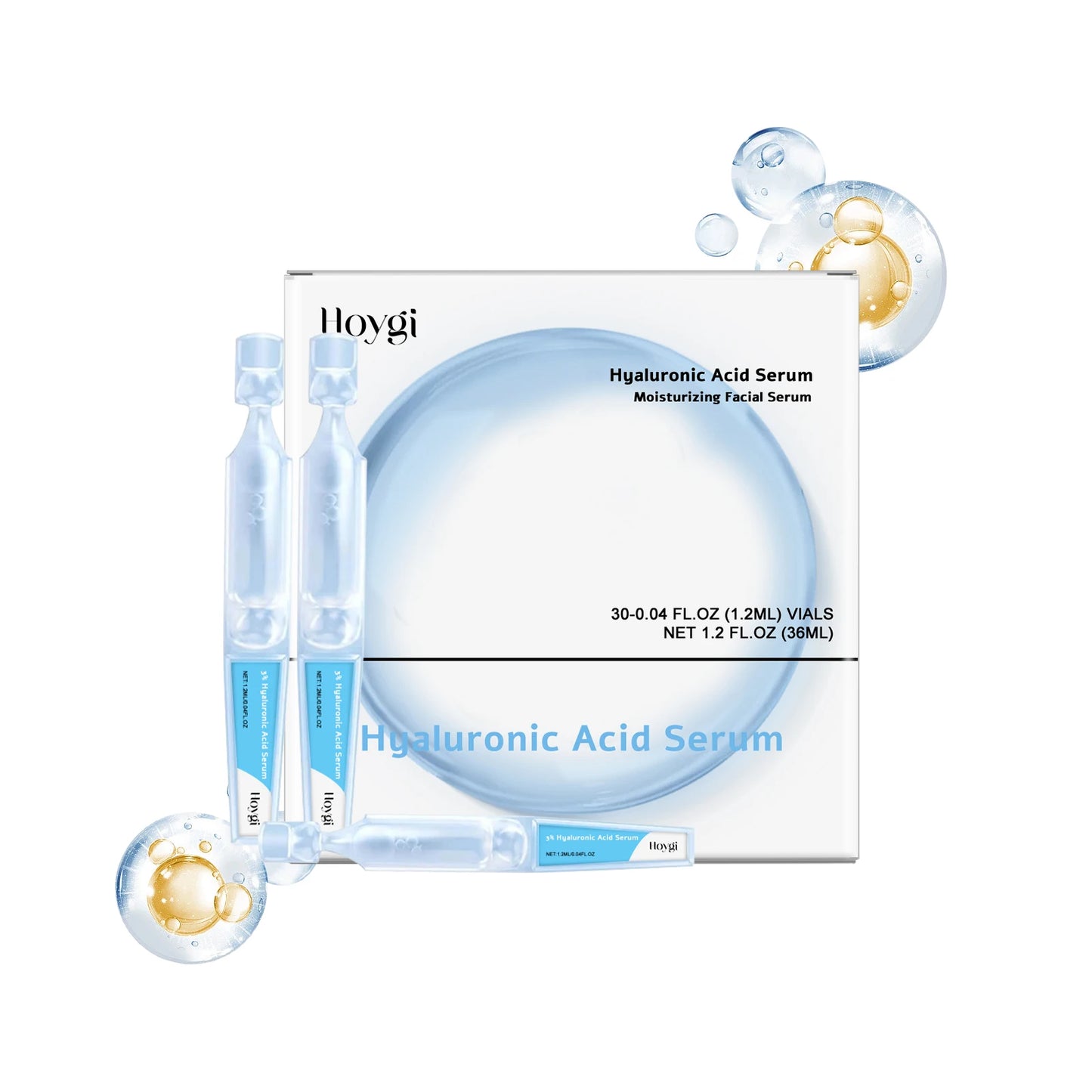 30PCS Hyaluronic Acid Single Use Ampoules Serum Deep Moisturizing Repairs Sensitive Skin Reduces Redness Daily Facial Skincare