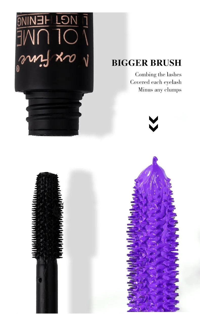 5D Mascara Waterproof Sweatproof Non Smudging Creates Dense Long Lashes With Silicone Brush Head For Base Laying