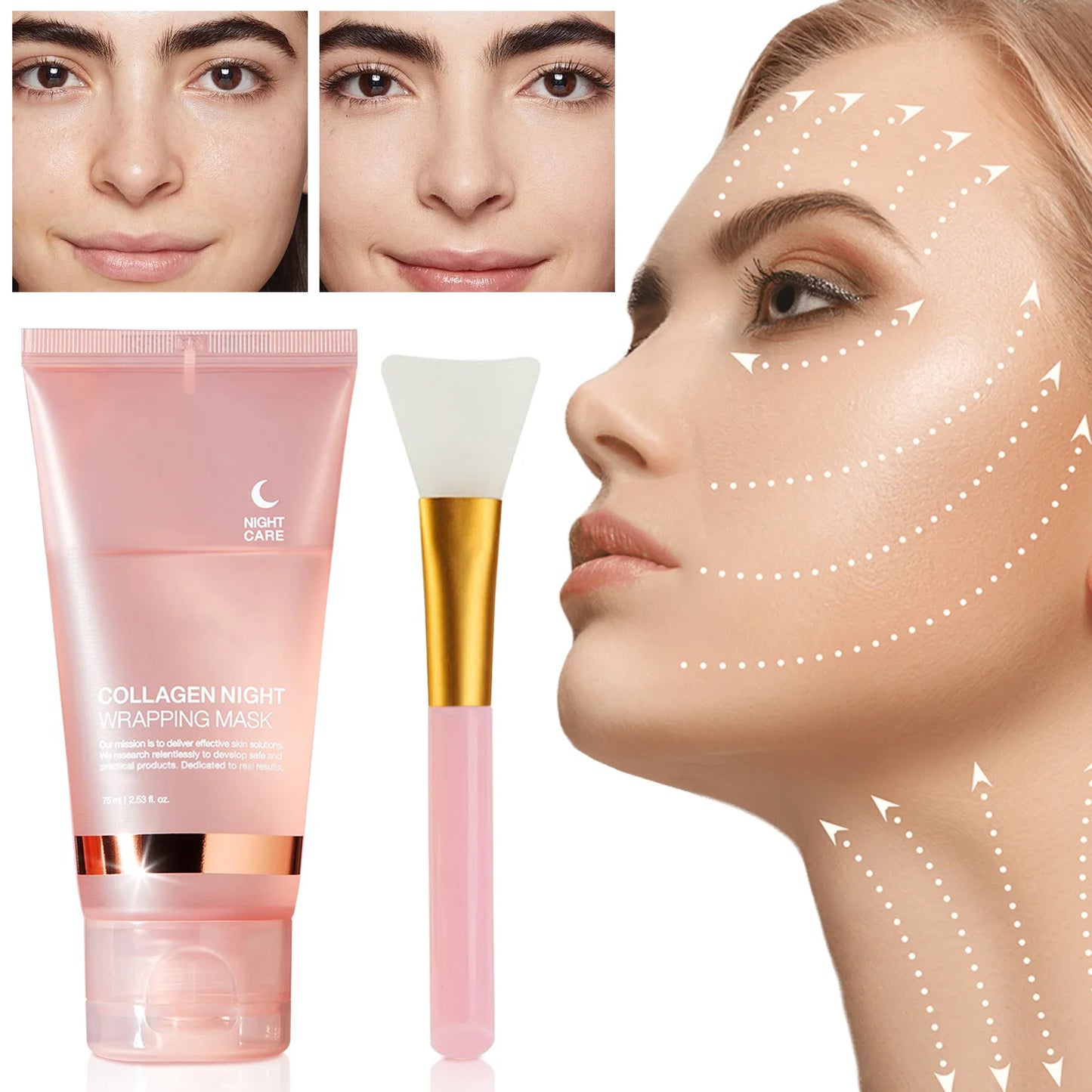 Collagen Night Wrapping MaskReduces Sagging & Dullness Hydrolyzed  Elasticity Hydration Skin Care for All Skin Types