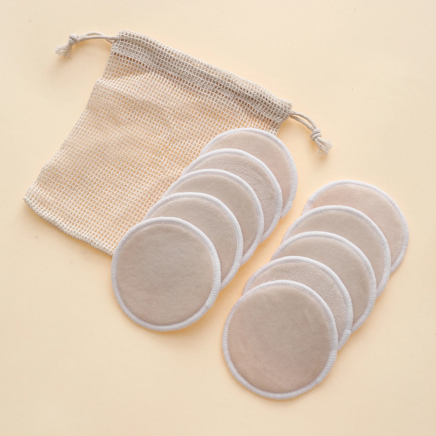 10/12pcs Reusable Makeup Remover Pads With Mesh Pouch for Facial Cleansing