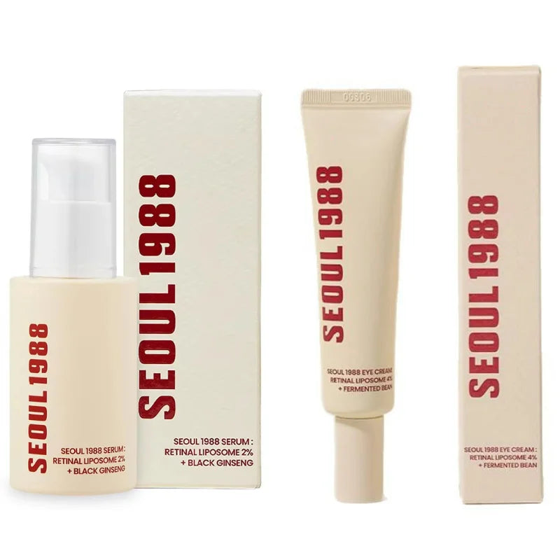 Korean Skin Care Seoul 1988 Vitamin C Wrinkle Care 4% Retinol Ginseng Serum Firm Fine Lines Eye Cream  Moisturizing Brighten Set