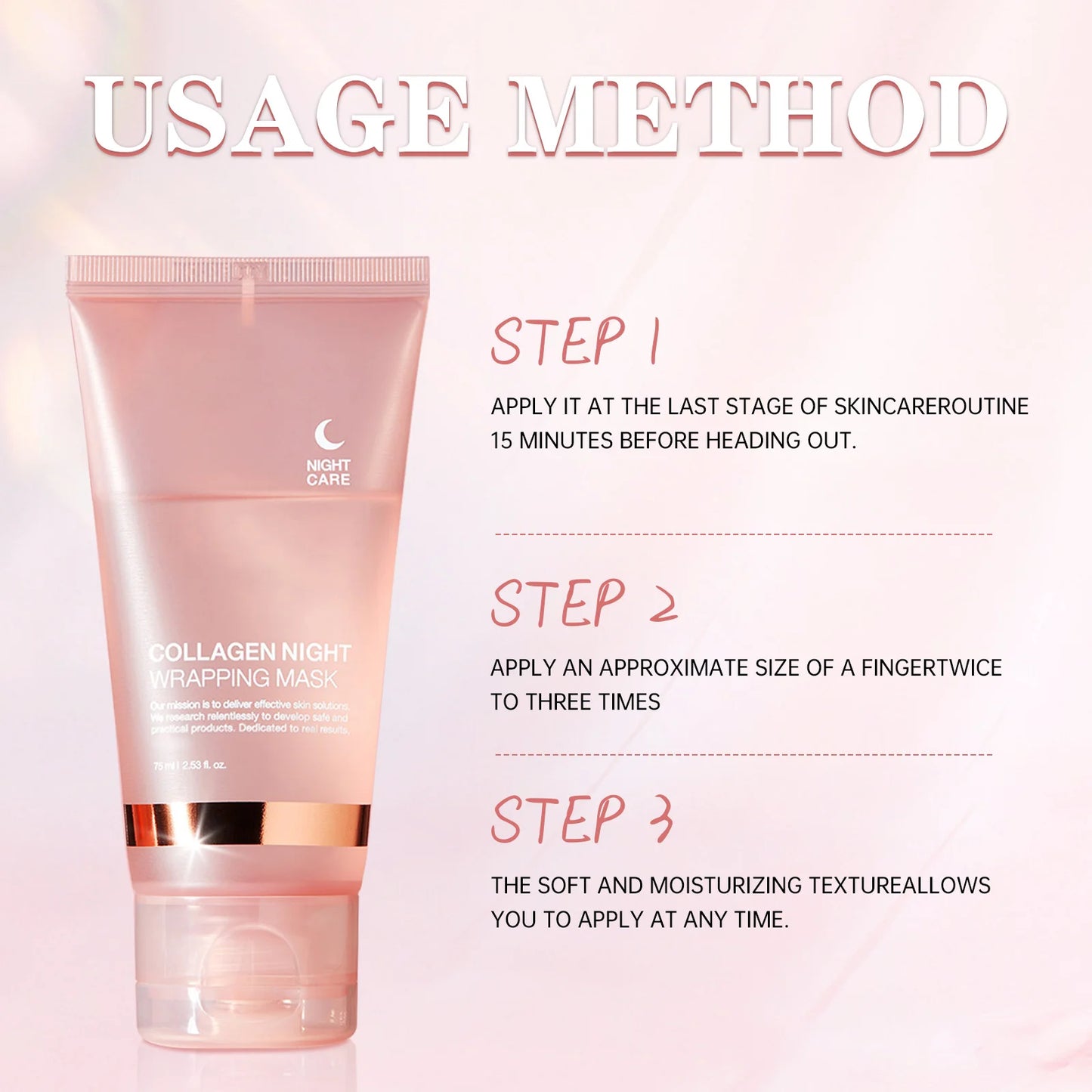 Collagen Night Wrapping MaskReduces Sagging & Dullness Hydrolyzed  Elasticity Hydration Skin Care for All Skin Types