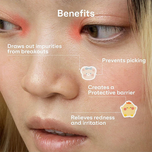 100PCS Bear-Shaped Pimple Patches | Cute Colorful Hydrocolloid Zit Stickers for Fast Healing