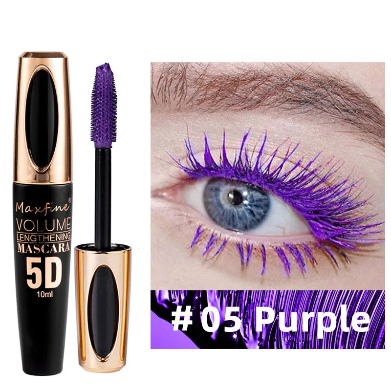5D Mascara Waterproof Sweatproof Non Smudging Creates Dense Long Lashes With Silicone Brush Head For Base Laying