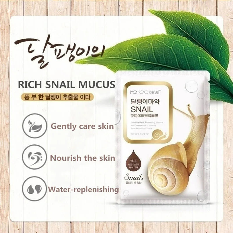 20pcs Snail Moisturizing Face Mask Anti-aging Wrinkles Whitening Facial Masks Sheet Mask Skin Care Korean Skin Care