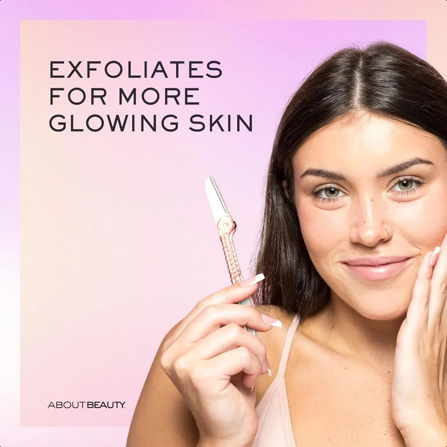 About Face FuzzFree Compact Facial Razors for Shaving and Exfoliating Includes 3 Beauty Groomers For Face Lips and Eyebrows