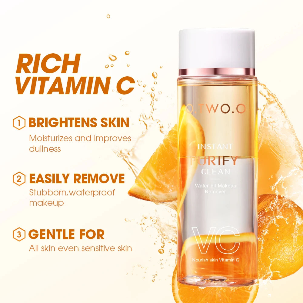 O.TWO.O Water-oil Makeup Remover VC Essense Deeply Cleanse Full Face Makeup Instant Purify Cosmetics Residual For All Skin Typle