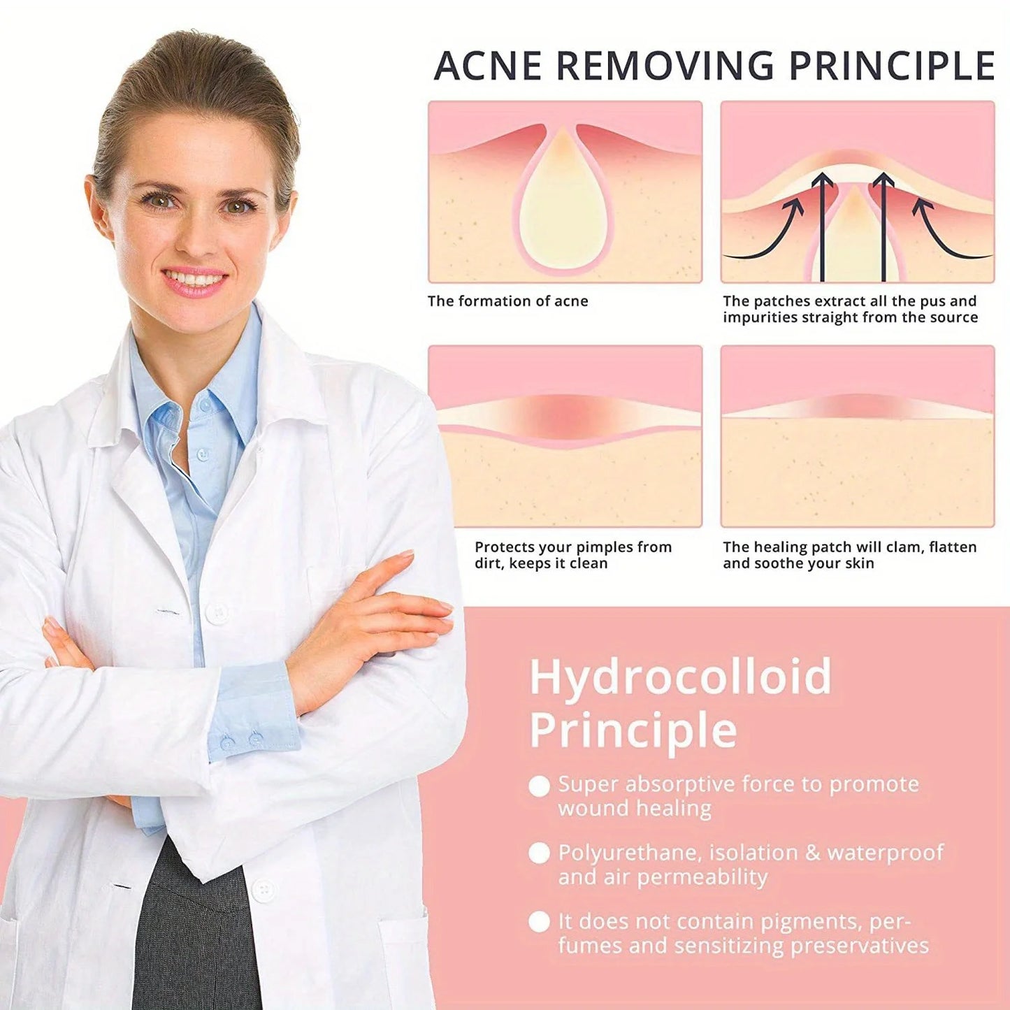 72pcs Acne Patch Facial Redness Repair Acne Clean Pores Moisturize and Smooth Skin Acne Patch Facial Stickers Skin Care Tools
