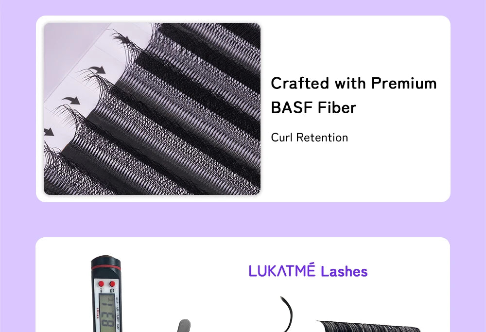 LUKATME 5D W Eyelash Extensions C/D Curl 8-15mm W Shaped 5D Fans False Lashes Mega Volume 5D Eyelash for Makeup