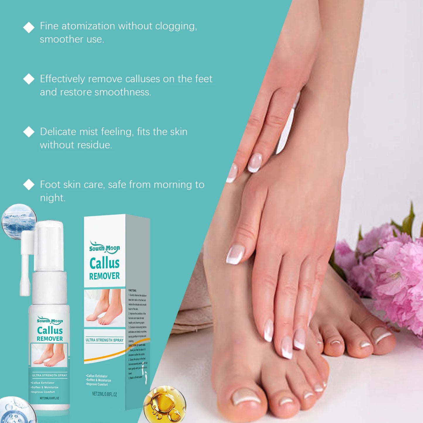 Foot Peeling Spray Instantly Remove Dead Skin Calluses Moisturizing Nourish Dry Cracked Rough Heels Exfoliating Foot Serum 20ml
