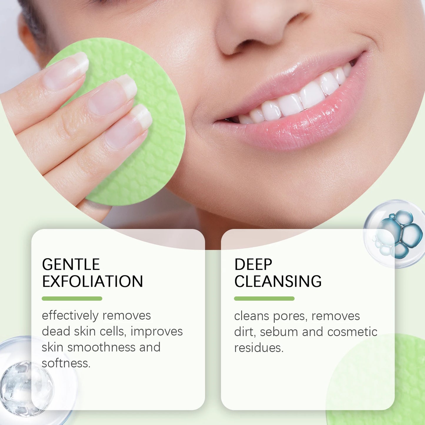 Pore Care Cleansing Pad Malic Acid Exfoliating Pads Facial Sponges Soothes and Refreshes Pores Moisturizes Skin Cleansing Pad