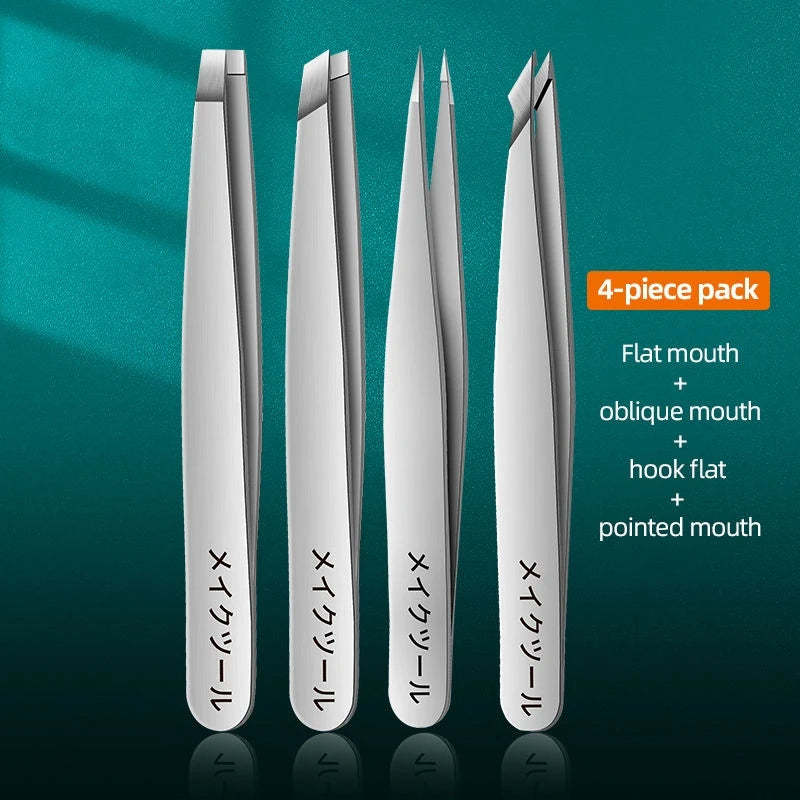 Precision Stainless Steel Tweezers For Eyebrow Hair Facial Hair Removal, Splinter, Blackhead Slant Tip Angle Tip Pointed Tip