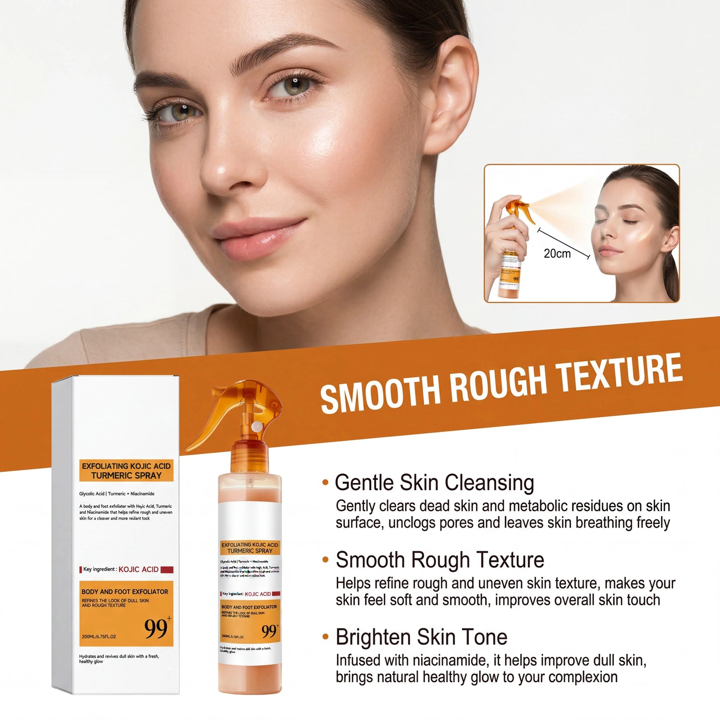 Kojic Acid Turmeric Spray and Essence Keratin Care Exfoliating Peeling Solution Nourishing Hydrating Skin Care Firmness Serum