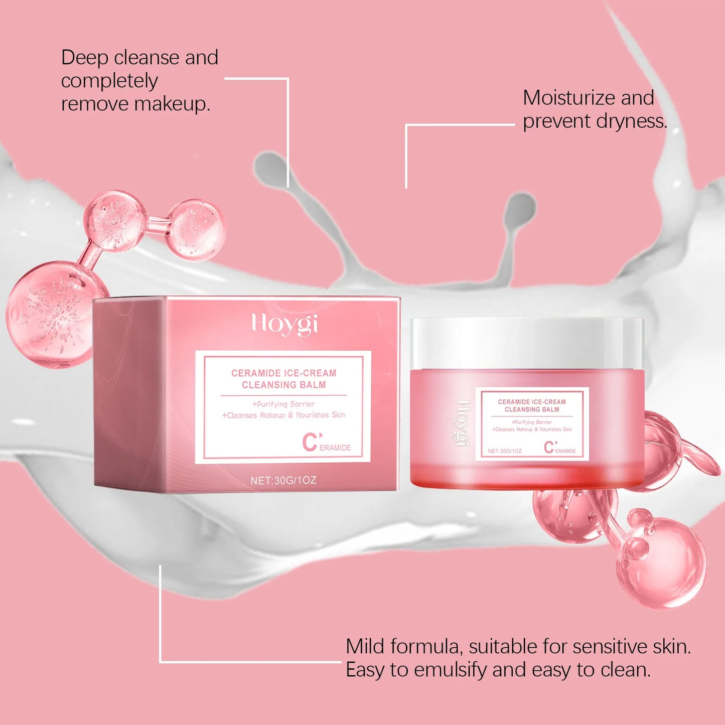 Makeup Remover Eyes Lips Makeup Removal Unirritating Deep Cleansing Skin Refreshing Moisturize Mild Gentle Makeup Cleaning Cream