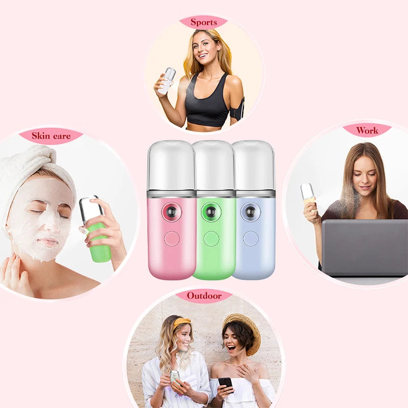 Mist Facial Nano Sprayer 30ML Humidifier USB Rechargeable Nebulizer Face Steamer Moisturizing Face Hydrating Skin Care Tools