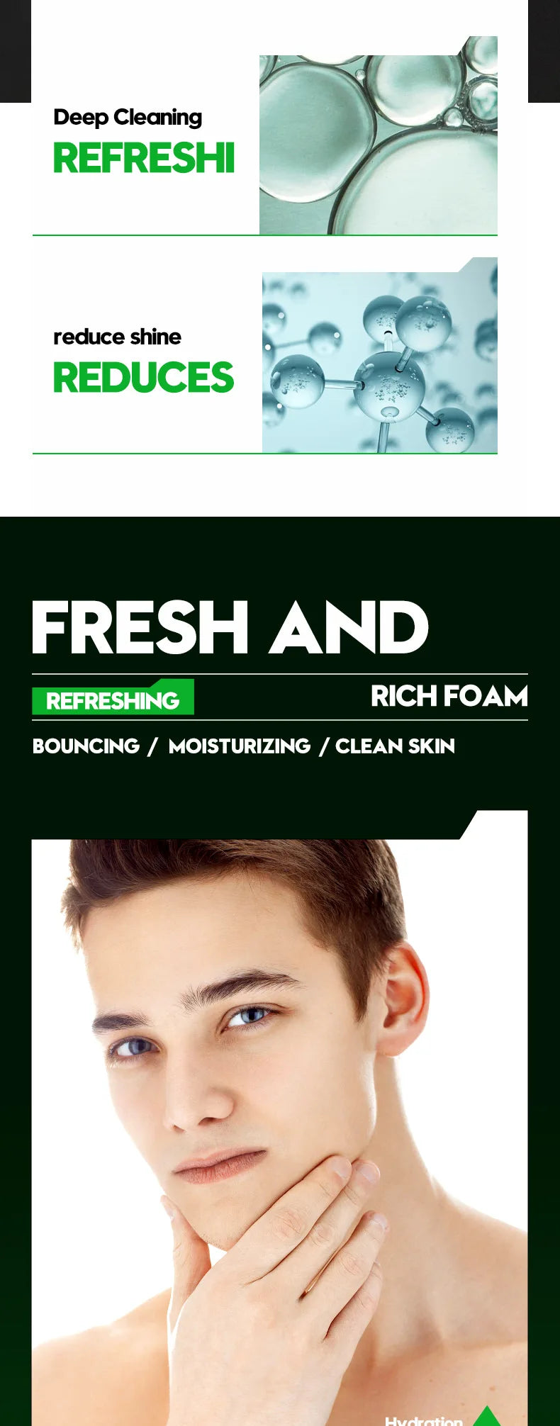 Men’s Cool Facial Cleanser – Deep Cleansing, Refreshing, Moisturizing & Pore Tightening | 100g