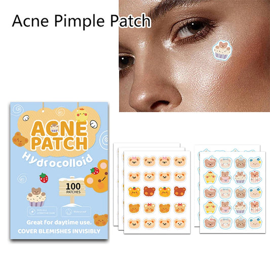 100PCS Bear-Shaped Pimple Patches | Cute Colorful Hydrocolloid Zit Stickers for Fast Healing