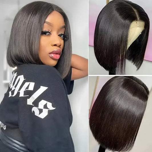 Bob Wig 4x4 Lace Closure Human Hair Wigs Pre Plucked Brazilian Remy Bone Straight Short Bob Wig For Women 100% Human Hair Wigs
