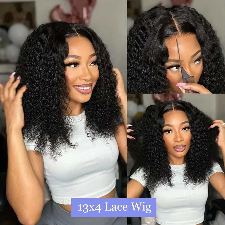 13x4 Curly Bob Lace Front Wig | Short Glueless HD Lace Human Hair Wig – Water Deep Wave for Women
