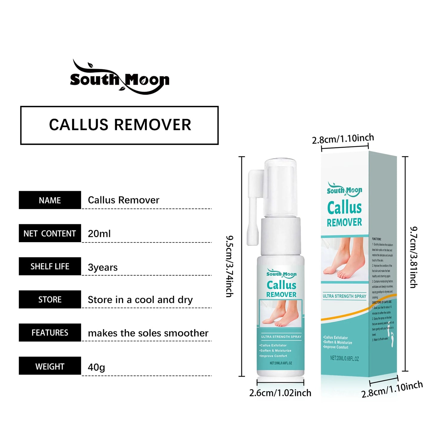Foot Peeling Spray Instantly Remove Dead Skin Calluses Moisturizing Nourish Dry Cracked Rough Heels Exfoliating Foot Serum 20ml
