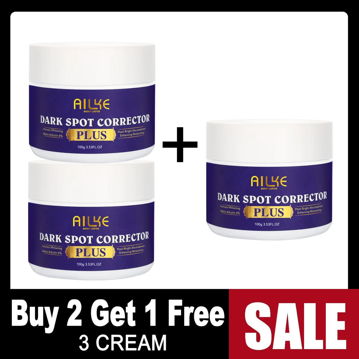 AILKE Glutathione PLUS Bleaching Skin Care Set, Moisturizing, Even Skin Tone, Improve Dark and Black Skin, Reduce Spots