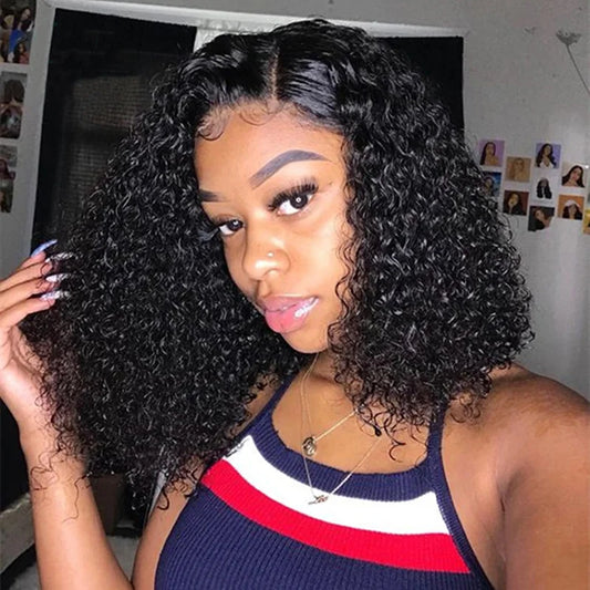 Curly Wigs 13x4 Lace Front Human Hair Wigs Bob 4C Edges Kinky Curly Wig Lace Frontal Human Hair Short Wigs for Black Women