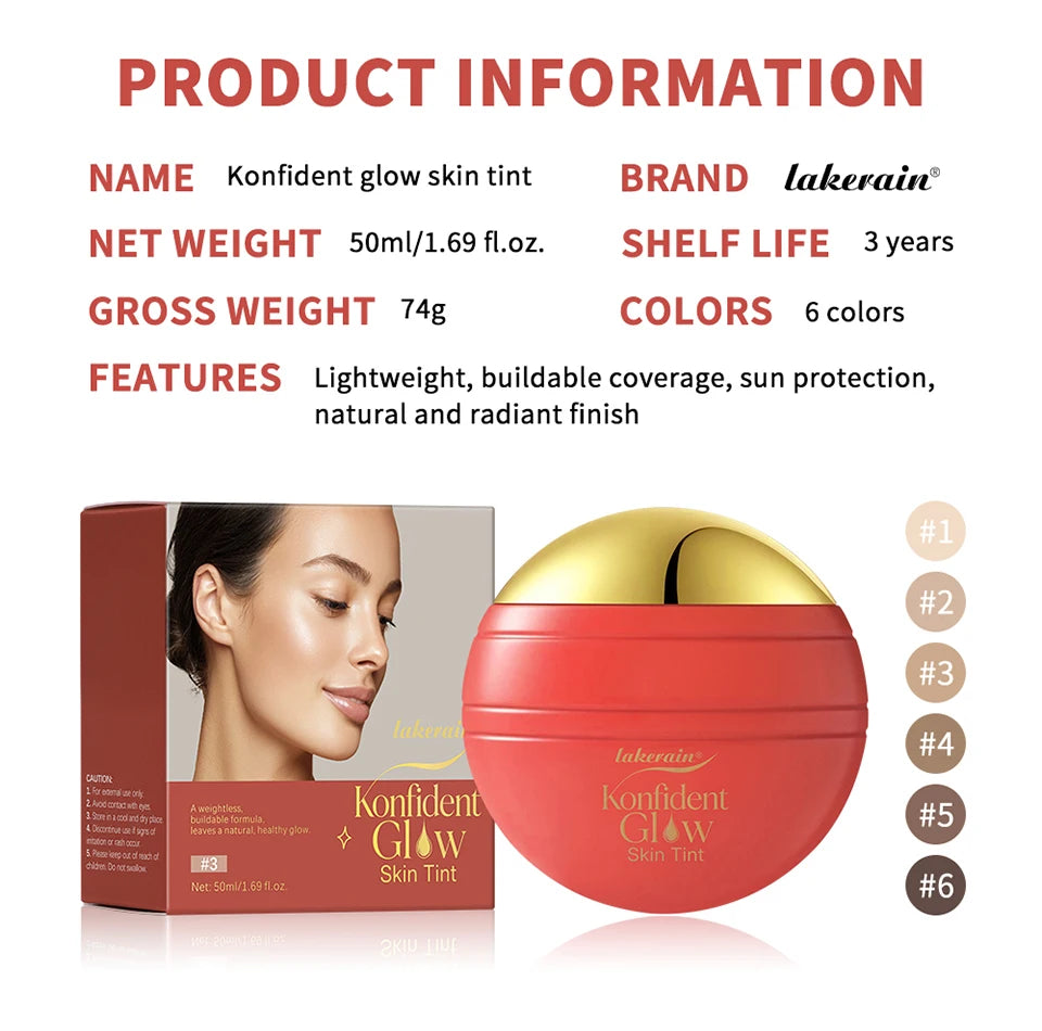Lakerain Oil-free Glass Skin Foundation Self-clearing & Smooth Even Skin Tone Nourishes the Skin Easy to Carry Liquid Foundation