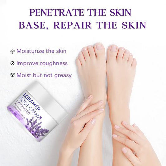 Lavender Foot Cream for Cracked Dry Rough Feet and Heels Provides Intense Nourishment and Hydration To Repair and Soften Skin