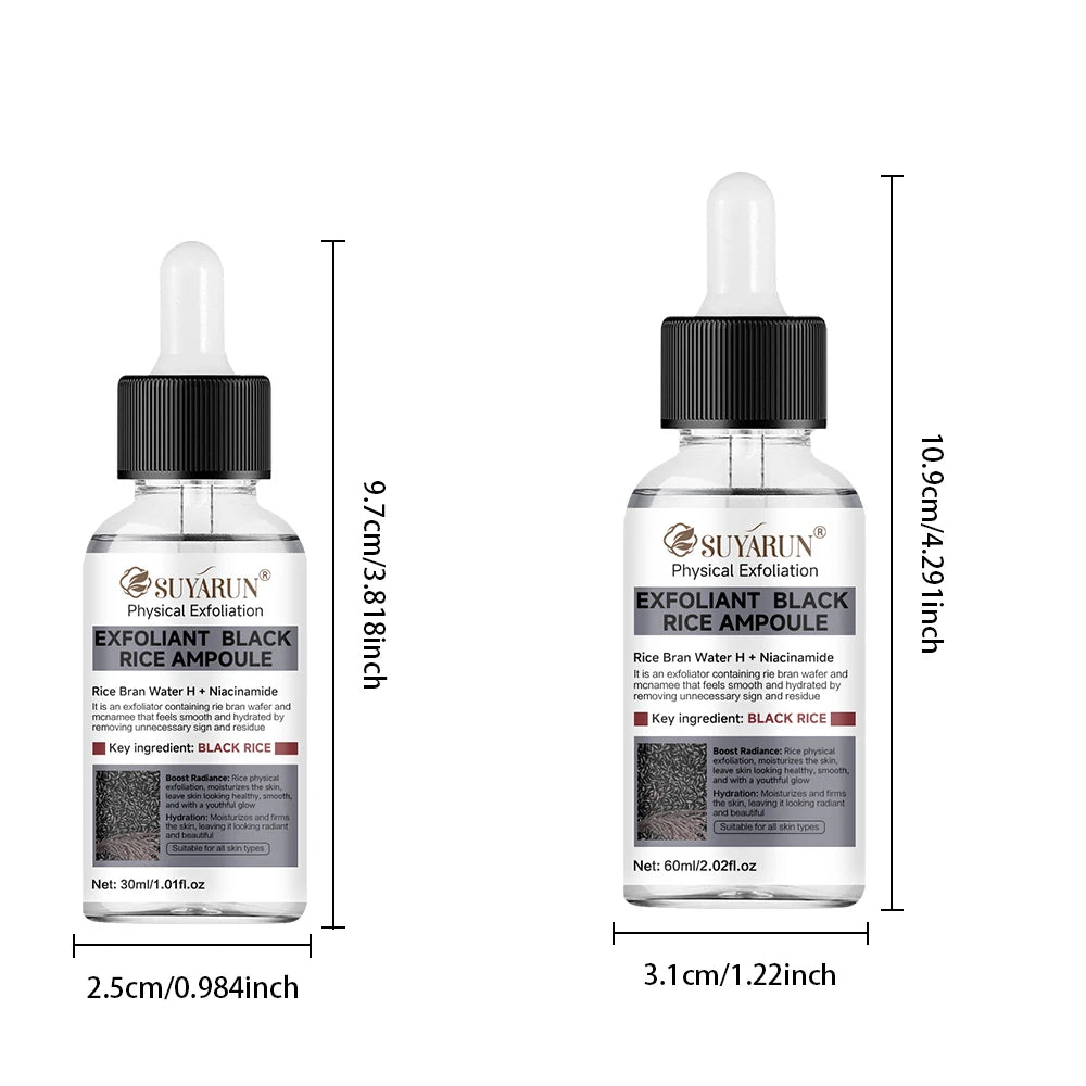 SUYARUN Black Rice Exfoliating Serum for Face - Gentle Peel & Brightening Essence, Deep Cleanse, Vegan Formula for all Skin.