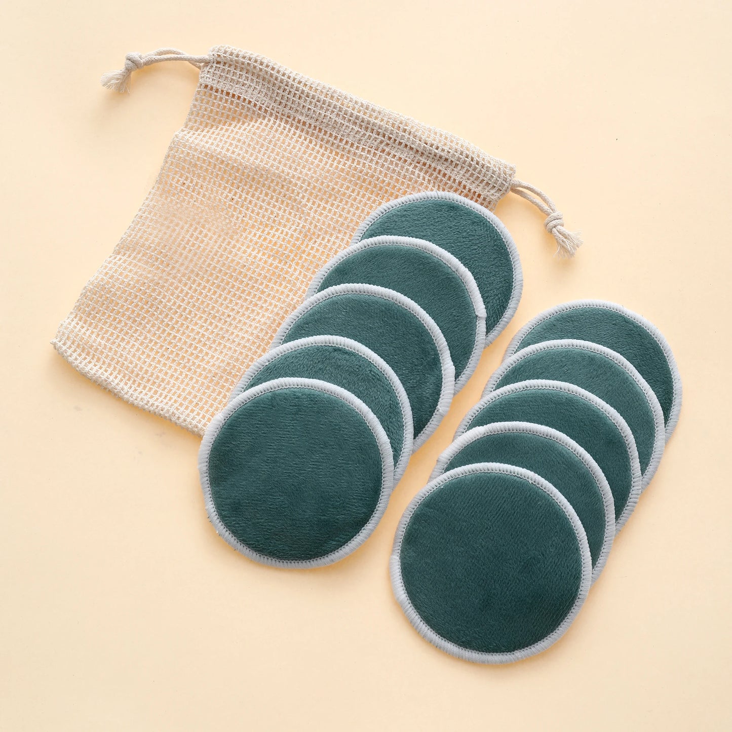 10/12pcs Reusable Makeup Remover Pads With Mesh Pouch for Facial Cleansing