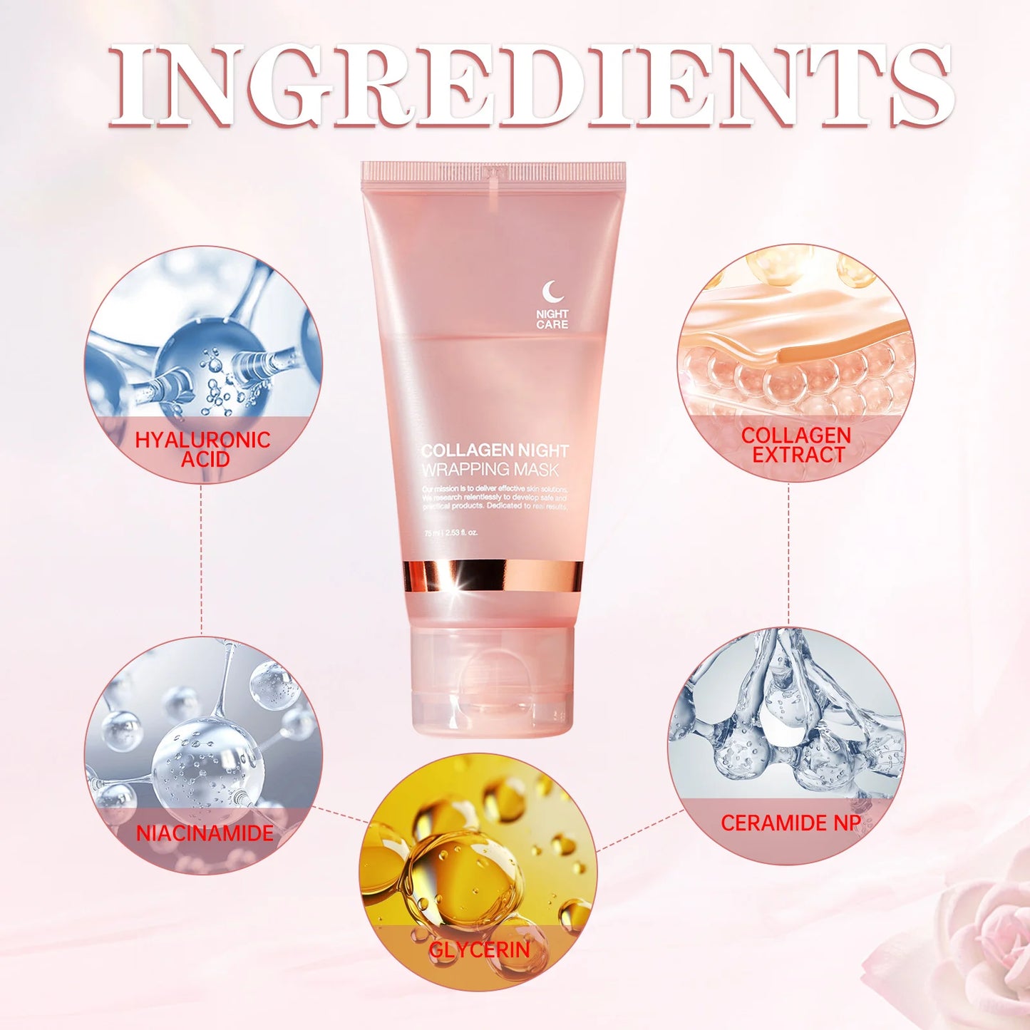 Collagen Night Wrapping MaskReduces Sagging & Dullness Hydrolyzed  Elasticity Hydration Skin Care for All Skin Types