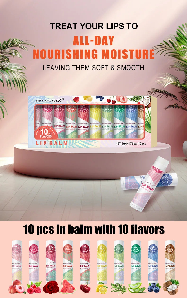 Lipstick set 10pcs, naturally finished, moisturizing lip care, lasting luster, suitable for all skin types, holiday gifts