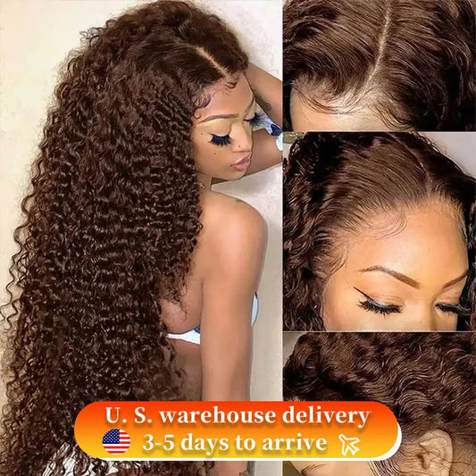 Chocolate Brown Deep Wave Lace Front Wig | 30–42 Inch 13x6/13x5 HD Wet & Wavy Human Hair – 200% Density