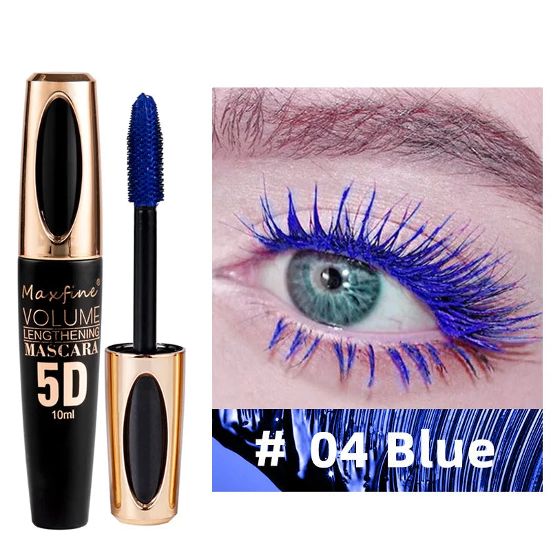 5D Mascara Waterproof Sweatproof Non Smudging Creates Dense Long Lashes With Silicone Brush Head For Base Laying
