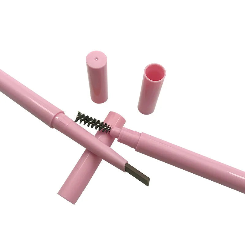 Eyebrow Pencil Waterproof Natural Long Lasting Smooth Blendable High Pigment Brow Pencil Eye Makeup Pink Box Custom Logo 10pcs