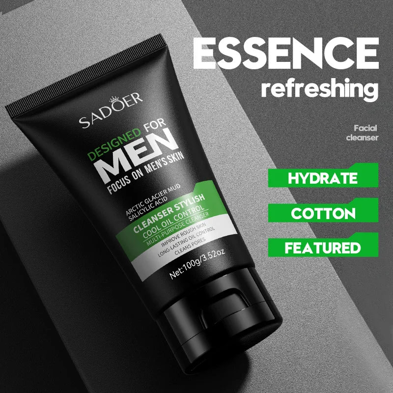 Men’s Cool Facial Cleanser – Deep Cleansing, Refreshing, Moisturizing & Pore Tightening | 100g