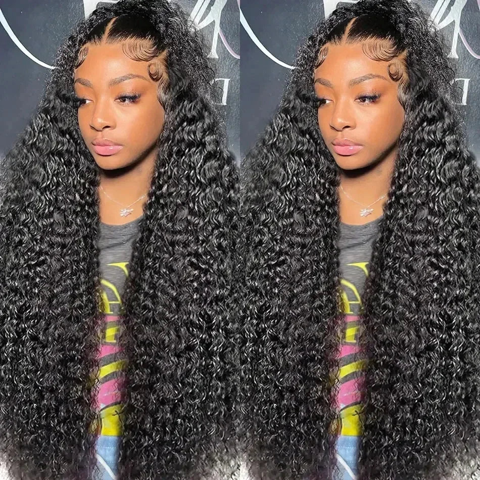 200% Deep Wave 13x6 Lace Frontal Wig Brazilian Curly Human Hair Wigs For Women Lace Front Human Hair Wig Pre Plucked 36 Inch