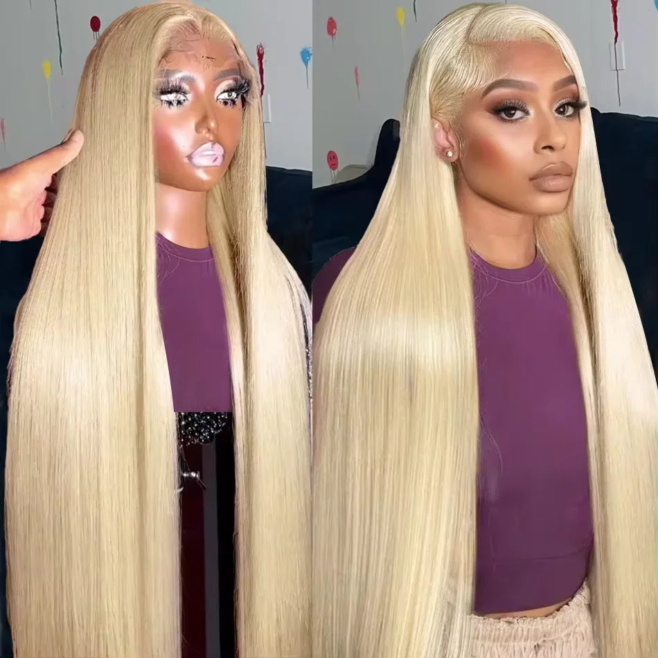 36 Inches 613 Blonde Straight Human Hair Wig 13x6 13x4 HD Transparent Lace Front Wig 200 Density For Women