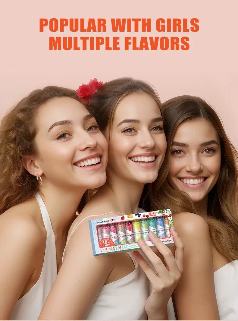 Lipstick set 10pcs, naturally finished, moisturizing lip care, lasting luster, suitable for all skin types, holiday gifts