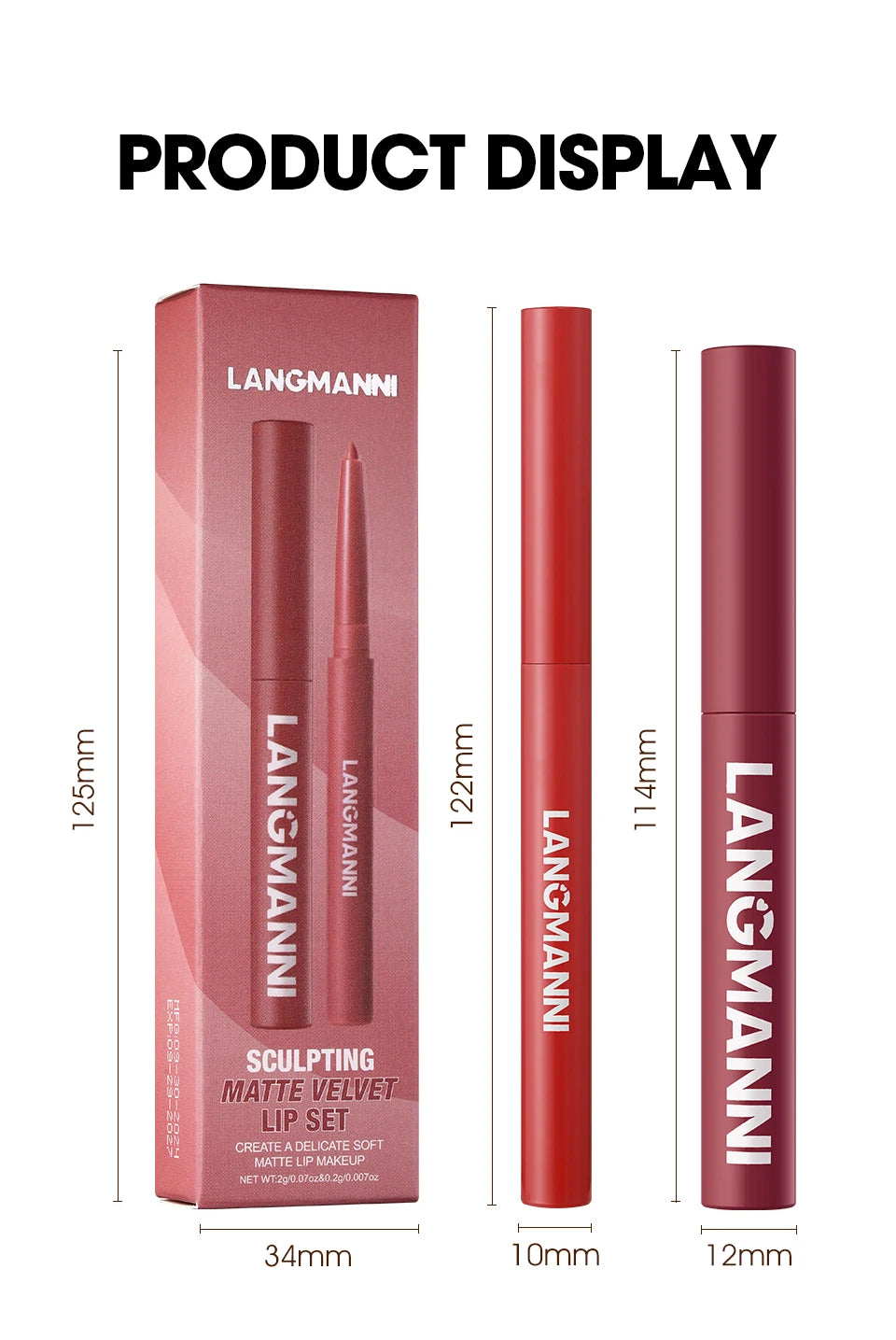 Integrated waterproof lipliner+lipstick lipstick lipstick set,no smudge,no fade,no cup,durable,easy to create a perfect makeup!