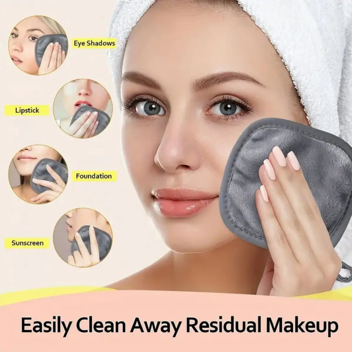 Reusable Makeup Remover Pads - Soft Microfiber Cleansing Cloths for Face And Eyes - Eco-Friendly, Washable, Hanging Loop Design