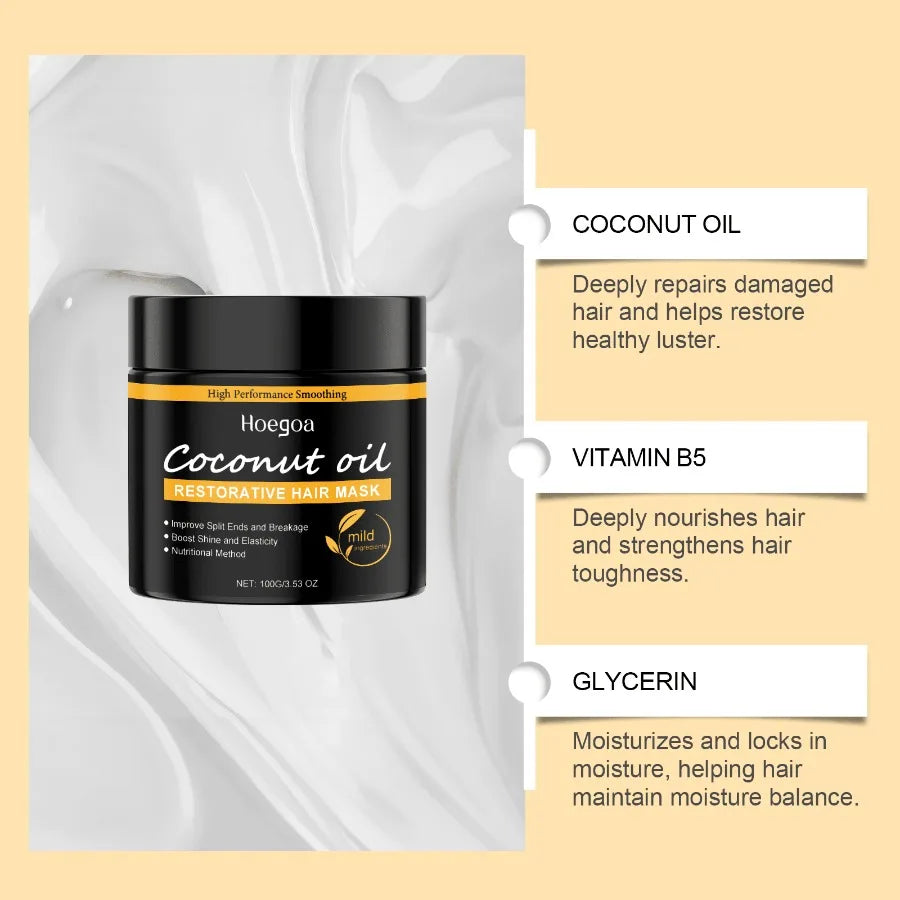 Hoegoa Coconut Oil Hair Mask Repair Dry Hair Smooth And Glossy Hair Care Coconut Oil Hair Mask