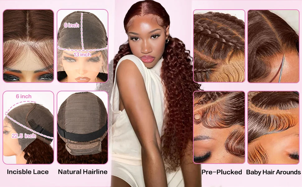 Chocolate Brown Deep Wave Lace Front Wig | 30–42 Inch 13x6/13x5 HD Wet & Wavy Human Hair – 200% Density