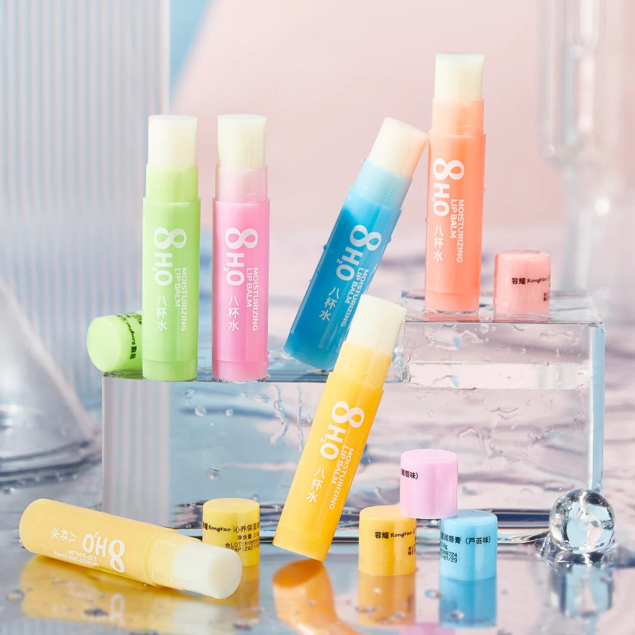 6pcs Fruit Lip Balm Set – Moisturizing & Brightening Lip Care Kit (Orange, Grape, Aloe, Strawberry)