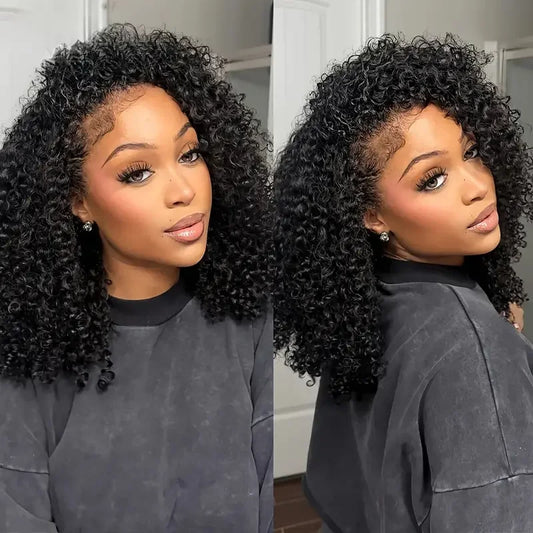 Curly Wigs 13x4 Lace Front Human Hair Wigs Bob 4C Edges Kinky Curly Wig Lace Frontal Human Hair Short Wigs for Black Women
