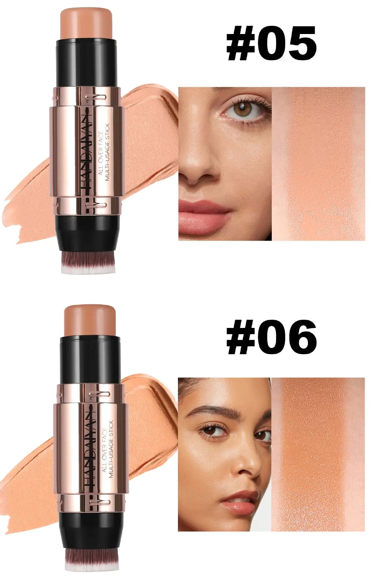 HANDAIYAN Double Head Highlighter Stick Natural Waterproof Silky Smooth Stereoscopic Nose Shadow Concealer Makeup