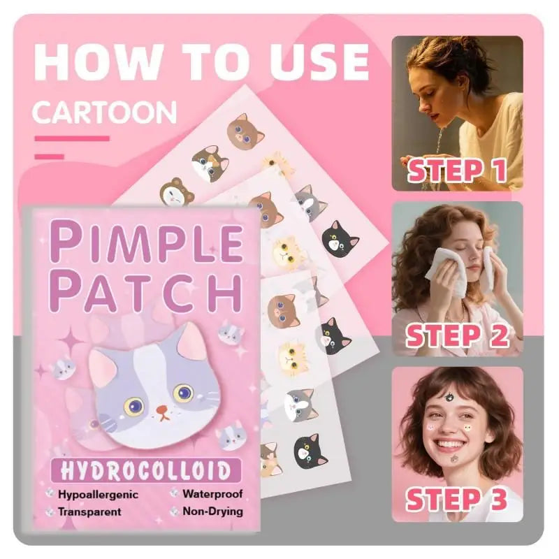 600pcs Cartoon Acne Patch Acne Concealer Treatment Removal Pimple Patch Breathable Ultra-thin Facial Acne Patches Skin Care