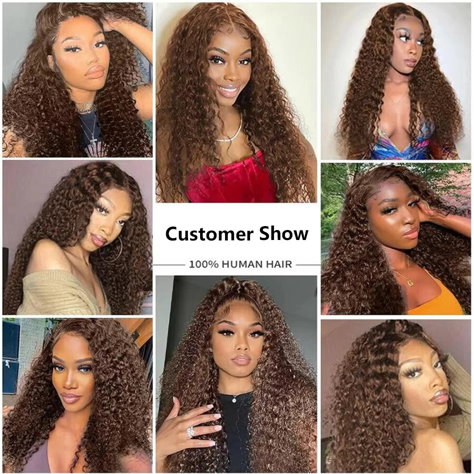 Chocolate Brown Deep Wave Lace Front Wig | 30–42 Inch 13x6/13x5 HD Wet & Wavy Human Hair – 200% Density
