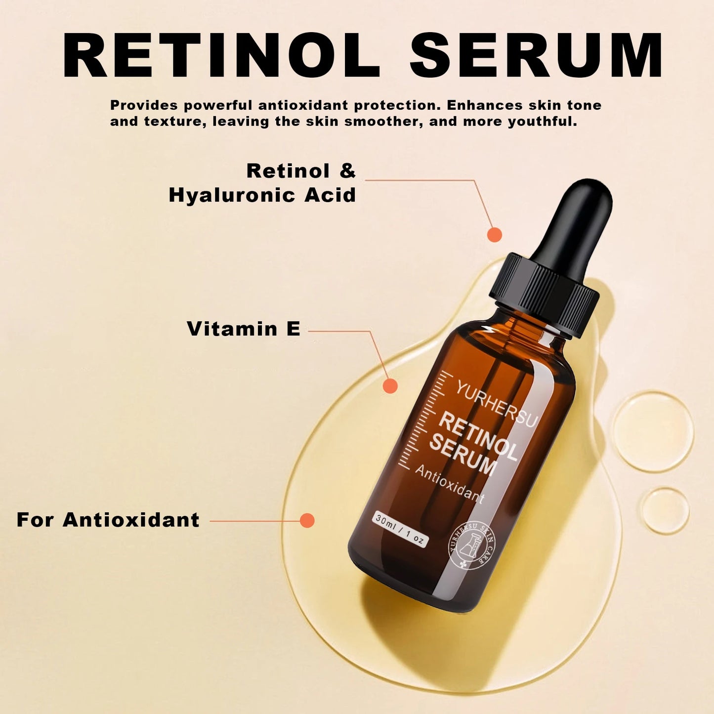 Retinol serum can penetrate deep into the skin, nourishing the skin while promoting skin cell metabolism, brightening the comple