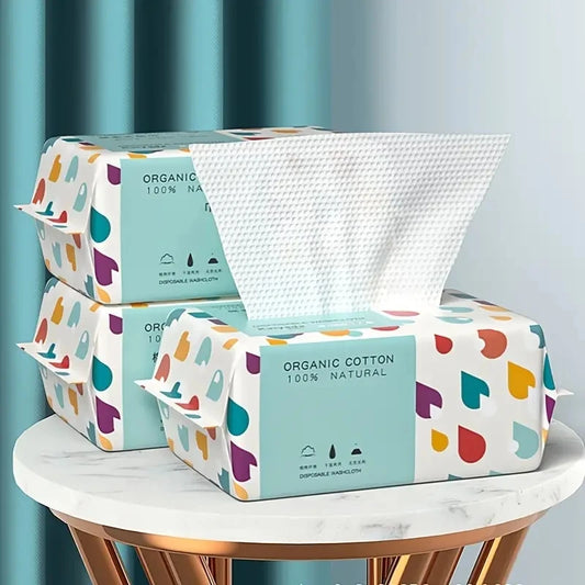 100PCS Disposable Cotton Face Towels | Thick Soft Cleansing Wipes for Makeup Removal & Skincare